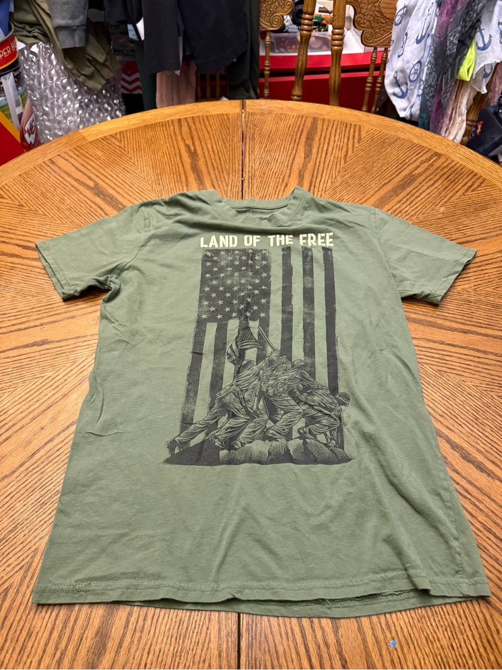 Green 'Land of the Free' Graphic Short-Sleeve T-Shirt